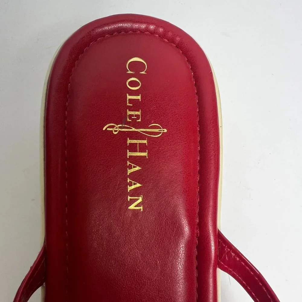 Cole Haan x Nike Air Women Size 10B Red Faux Leather Kitten Heel Slip On Sandals